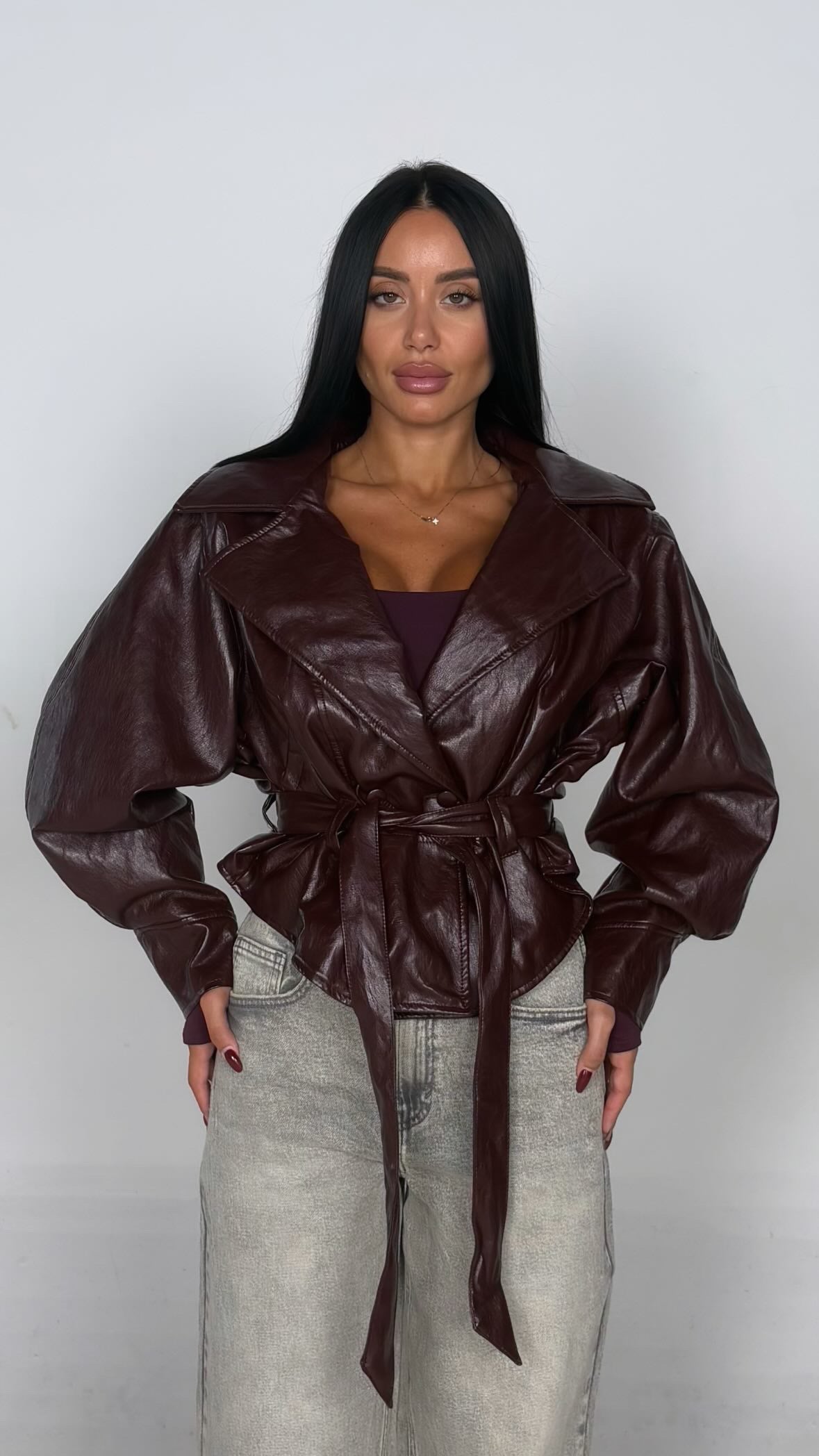 Giubbino ecopelle west bordeaux