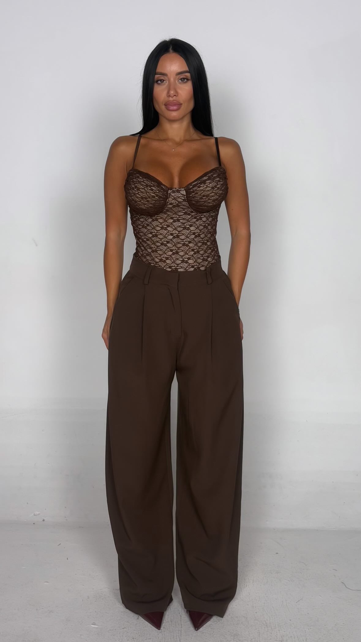 Pantalone palazzo marrone